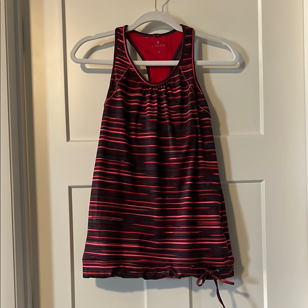 Athleta Pink and Grey Striped Tank Top